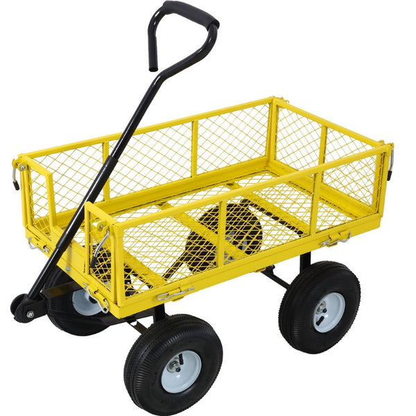 English Elm Steel Mesh Garden Cart with Removable Walls 550 Lb Hauling Capacity for Yard Work W46542636