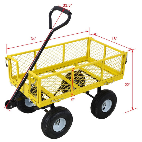 English Elm Steel Mesh Garden Cart with Removable Walls 550 Lb Hauling Capacity for Yard Work W46542636