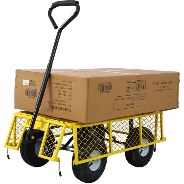 English Elm Steel Mesh Garden Cart with Removable Walls 550 Lb Hauling Capacity for Yard Work W46542636