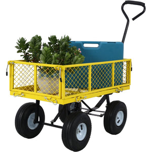 English Elm Steel Mesh Garden Cart with Removable Walls 550 Lb Hauling Capacity for Yard Work W46542636