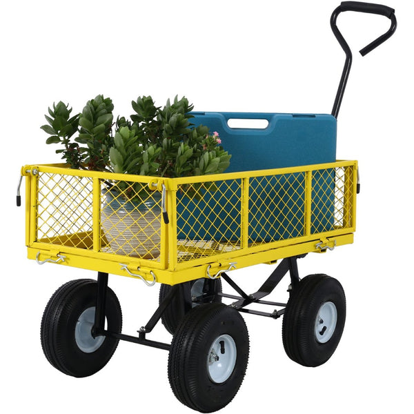English Elm Steel Mesh Garden Cart with Removable Walls 550 Lb Hauling Capacity for Yard Work W46542636