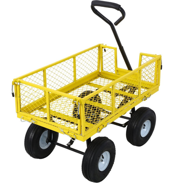 English Elm Steel Mesh Garden Cart with Removable Walls 550 Lb Hauling Capacity for Yard Work W46542636