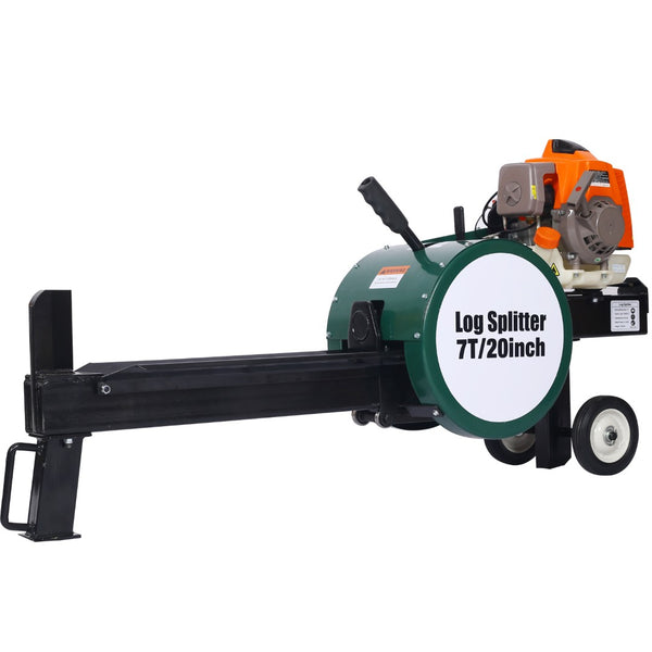 English Elm Double Flywheel Gas Log Splitter 7 Ton Kinetic 63cc Engine Portable Auto Return W46542961