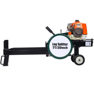 English Elm Double Flywheel Gas Log Splitter 7 Ton Kinetic 63cc Engine Portable Auto Return W46542961