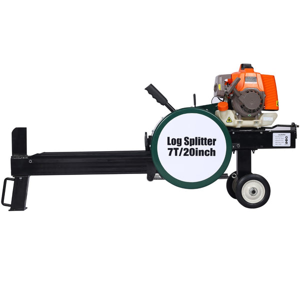 English Elm Double Flywheel Gas Log Splitter 7 Ton Kinetic 63cc Engine Portable Auto Return W46542961