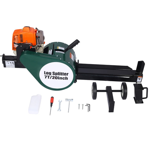 English Elm Double Flywheel Gas Log Splitter 7 Ton Kinetic 63cc Engine Portable Auto Return W46542961