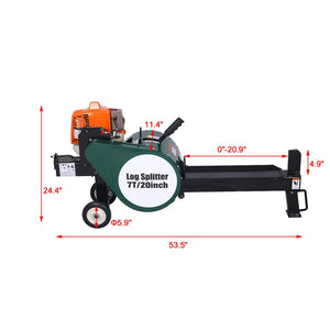 English Elm Double Flywheel Gas Log Splitter 7 Ton Kinetic 63cc Engine Portable Auto Return W46542961