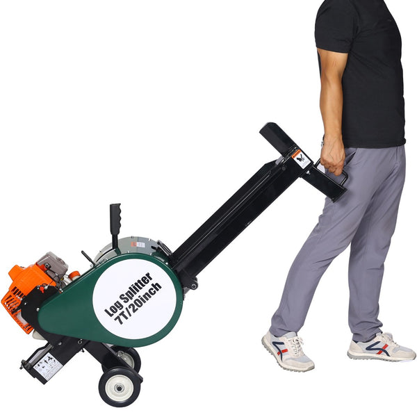 English Elm Double Flywheel Gas Log Splitter 7 Ton Kinetic 63cc Engine Portable Auto Return W46542961