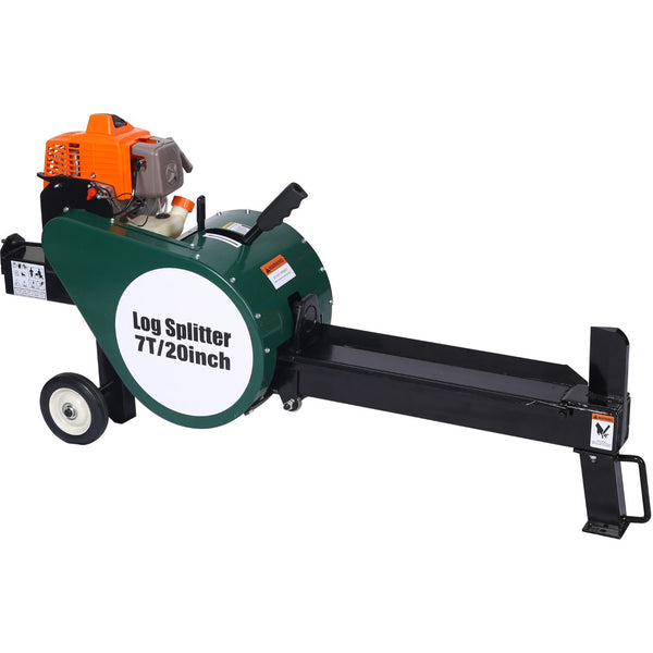 English Elm Double Flywheel Gas Log Splitter 7 Ton Kinetic 63cc Engine Portable Auto Return W46542961