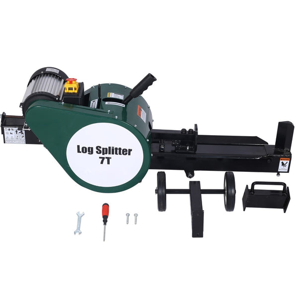 English Elm Double Flywheel Kinetic Electric Log Splitter 7 Ton Force Fast 2 Second Cycle W46542962