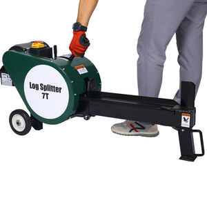 English Elm Double Flywheel Kinetic Electric Log Splitter 7 Ton Force Fast 2 Second Cycle W46542962