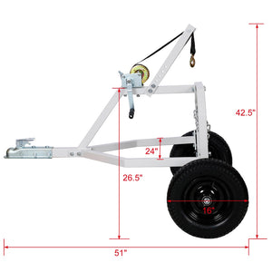 English Elm Atv Log Skidding Arch Heavy Duty Steel Frame 1000 Lb Winch Pneumatic Tires W46554594
