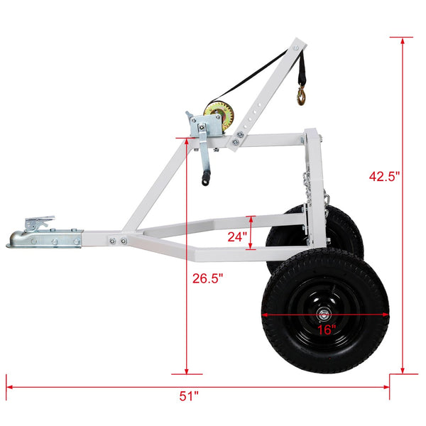 English Elm Atv Log Skidding Arch Heavy Duty Steel Frame 1000 Lb Winch Pneumatic Tires W46554594
