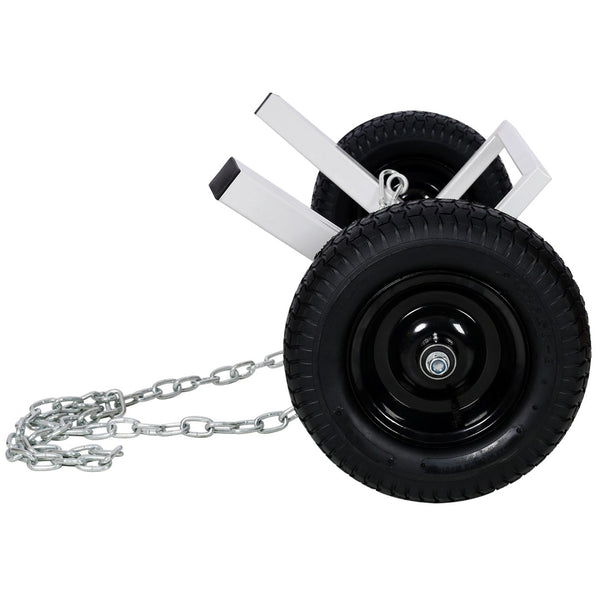 English Elm Heavy-duty Steel Log Dolly with Chain Binder for Timber Hauling on Rough Terrain W46554595