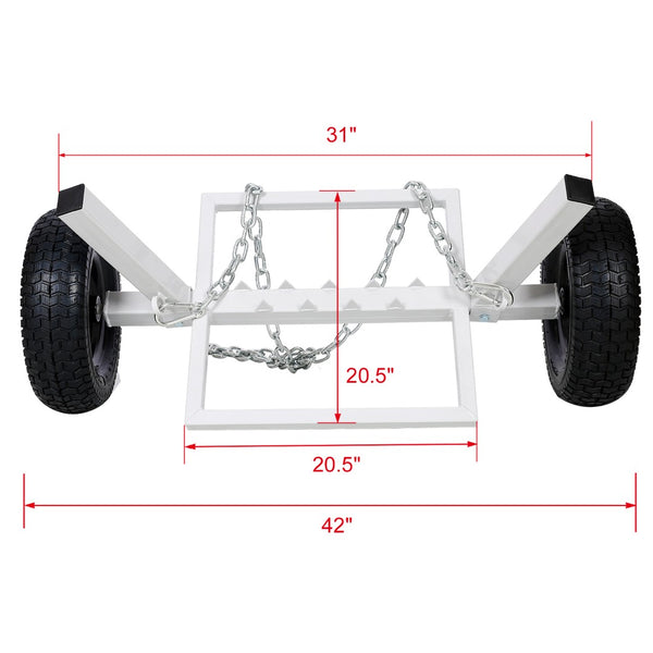 English Elm Heavy-duty Steel Log Dolly with Chain Binder for Timber Hauling on Rough Terrain W46554595