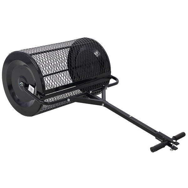 English Elm Peat Moss and Compost Lawn Roller Spreader with Steel Mesh Drum for Garden Care W46555824