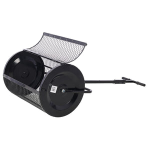 English Elm Peat Moss and Compost Lawn Roller Spreader with Steel Mesh Drum for Garden Care W46555824