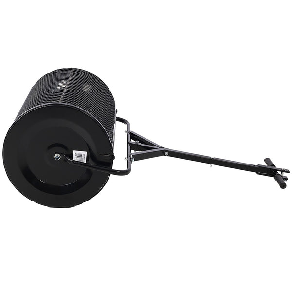 English Elm Peat Moss and Compost Lawn Roller Spreader with Steel Mesh Drum for Garden Care W46555824