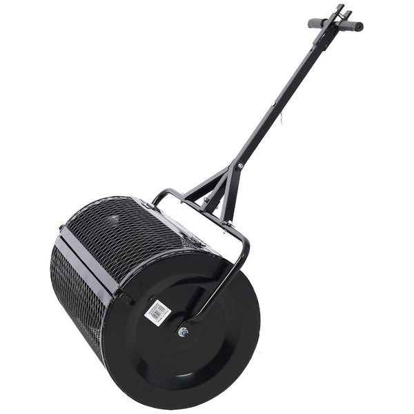English Elm Peat Moss and Compost Lawn Roller Spreader with Steel Mesh Drum for Garden Care W46555824