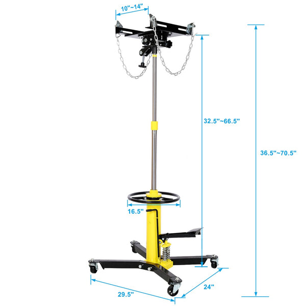 English Elm 1660lbs Hydraulic Transmission Jack Two Stage Foot Pump Shop Lift 32 to 70 Inch W46557316