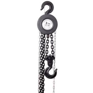 English Elm Chain Hoist 3 Ton Capacity Manual Steel Lift with Forged Hooks for Industrial Use Black W46557615