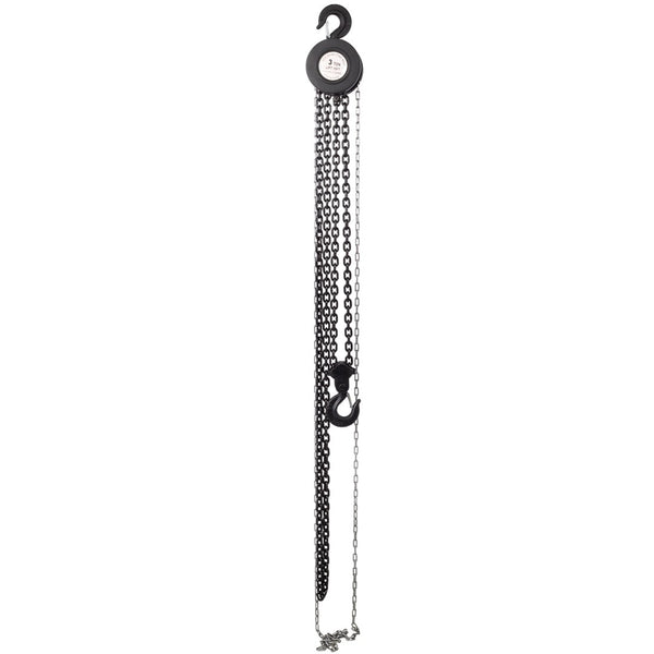 English Elm Chain Hoist 3 Ton Capacity Manual Steel Lift with Forged Hooks for Industrial Use Black W46557615