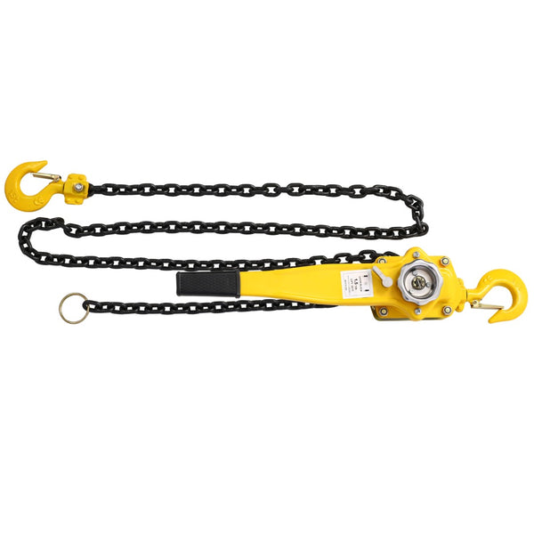 English Elm Lever Chain Hoist 1.5 Ton Galvanized Steel Ratchet Puller with Rotating Safety Hooks W46557619