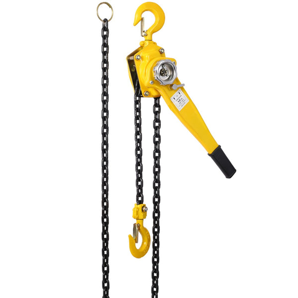 English Elm Lever Chain Hoist 1.5 Ton Galvanized Steel Ratchet Puller with Rotating Safety Hooks W46557619
