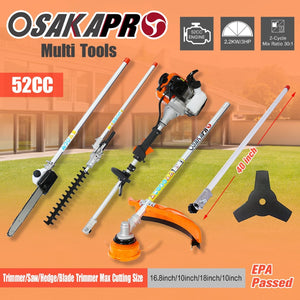 English Elm 10 in 1 Gas Powered Yard System 52cc Engine with Pole Saw and Hedge Trimmer W46558450