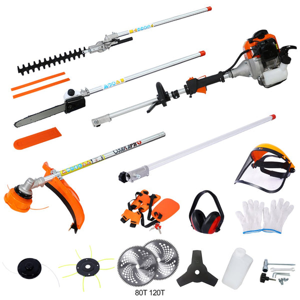 English Elm 12 in 1 Gas Combo Kit 52cc 2 Stroke Engine Pole Saw Hedge Trimmer Brush Cutter W46558451