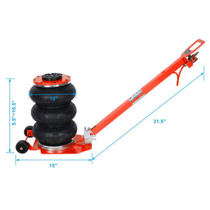 English Elm 3t Pneumatic Triple Bag Air Jack 6600lb Capacity Fast Lift for Off-road Terrain W46558458