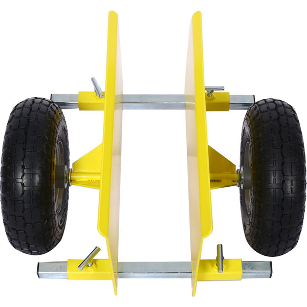 English Elm 600lb Panel Dolly Alloy Steel Frame with Pneumatic Wheels for Heavy Jobsite Use Yellow W46559168