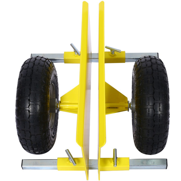 English Elm 600lb Panel Dolly Alloy Steel Frame with Pneumatic Wheels for Heavy Jobsite Use Yellow W46559168