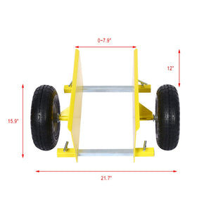 English Elm 600lb Panel Dolly Alloy Steel Frame with Pneumatic Wheels for Heavy Jobsite Use Yellow W46559168