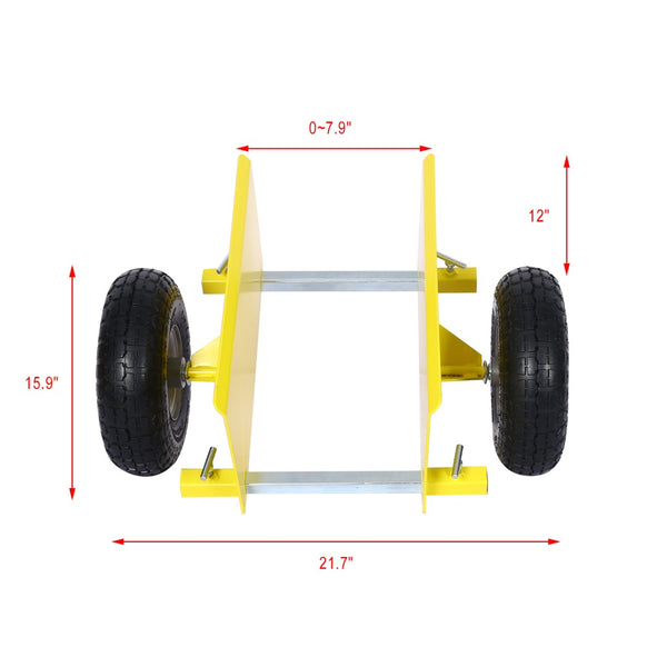 English Elm 600lb Panel Dolly Alloy Steel Frame with Pneumatic Wheels for Heavy Jobsite Use Yellow W46559168
