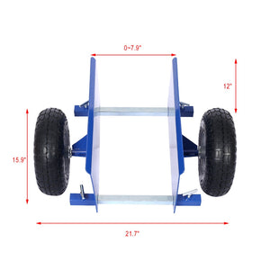 English Elm 600lb Panel Dolly Alloy Steel Frame with Pneumatic Wheels for Heavy Jobsite Use Blue W46559169