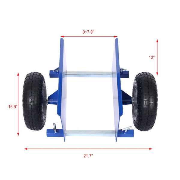 English Elm 600lb Panel Dolly Alloy Steel Frame with Pneumatic Wheels for Heavy Jobsite Use Blue W46559169