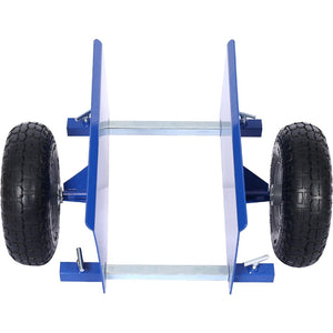 English Elm 600lb Panel Dolly Alloy Steel Frame with Pneumatic Wheels for Heavy Jobsite Use Blue W46559169