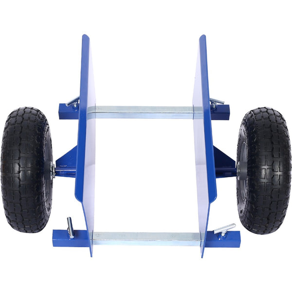 English Elm 600lb Panel Dolly Alloy Steel Frame with Pneumatic Wheels for Heavy Jobsite Use Blue W46559169