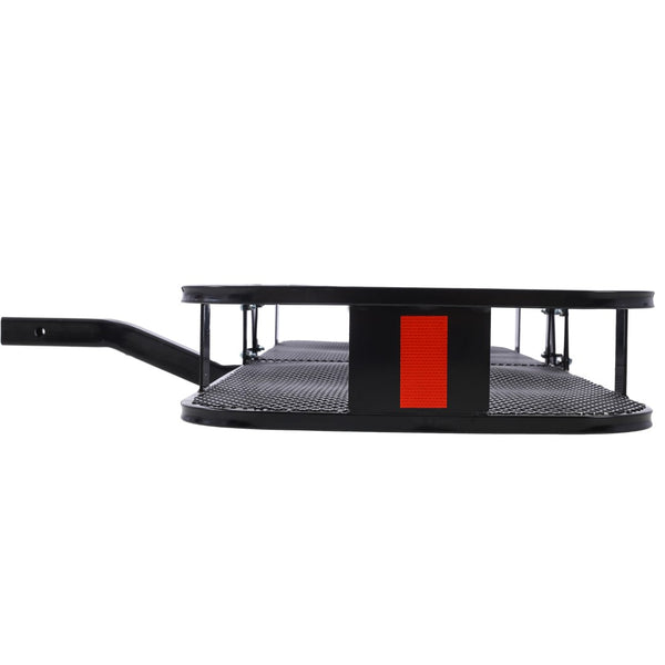 English Elm Hitch Mount Steel Cargo Basket 500 Lb Capacity with Waterproof Bag and Folding Arm W46559175