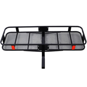 English Elm Hitch Mount Steel Cargo Basket 500 Lb Capacity with Waterproof Bag and Folding Arm W46559175