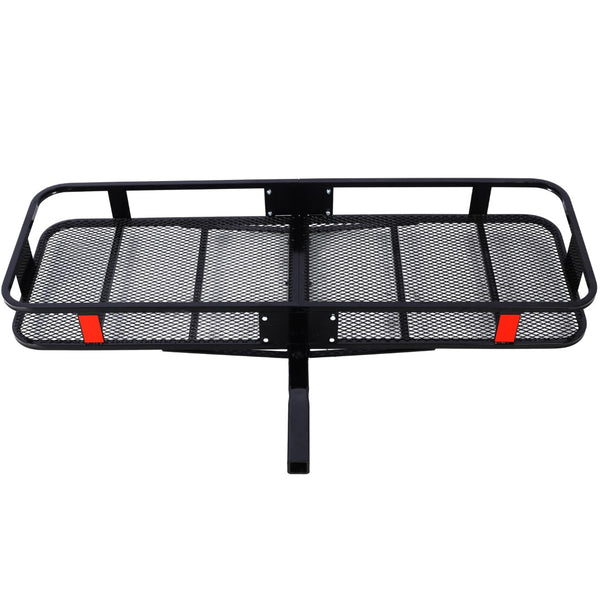 English Elm Hitch Mount Steel Cargo Basket 500 Lb Capacity with Waterproof Bag and Folding Arm W46559175