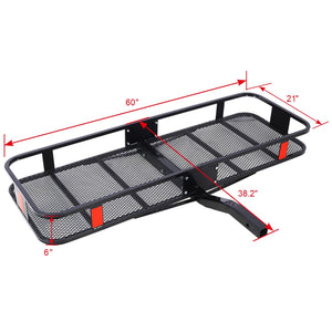 English Elm Hitch Mount Steel Cargo Basket 500 Lb Capacity with Waterproof Bag and Folding Arm W46559175
