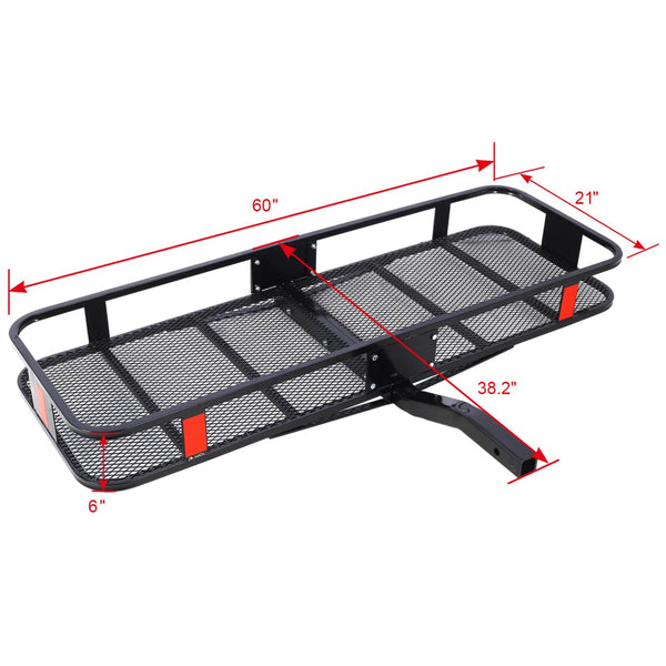 English Elm Hitch Mount Steel Cargo Basket 500 Lb Capacity with Waterproof Bag and Folding Arm W46559175