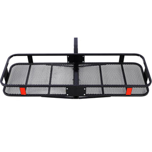 English Elm Hitch Mount Steel Cargo Basket 500 Lb Capacity with Waterproof Bag and Folding Arm W46559175