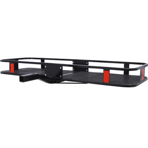 English Elm Hitch Mount Steel Cargo Basket 500 Lb Capacity with Waterproof Bag and Folding Arm W46559175