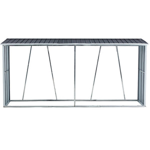 English Elm Firewood Rack with Sloped Roof Galvanized Steel Outdoor Log Storage Stand for Patio W46560069