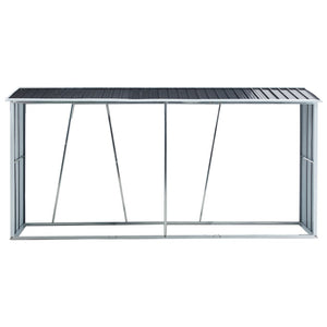 English Elm Firewood Rack with Sloped Roof Galvanized Steel Outdoor Log Storage Stand for Patio W46560069