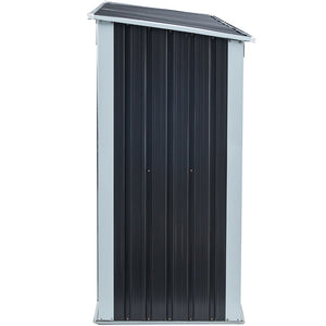 English Elm Firewood Rack with Sloped Roof Galvanized Steel Outdoor Log Storage Stand for Patio W46560069