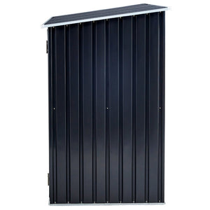 English Elm Firewood Storage Shed Galvanized Steel Outdoor Log Shelter with Sloping Roof Patio W46560071